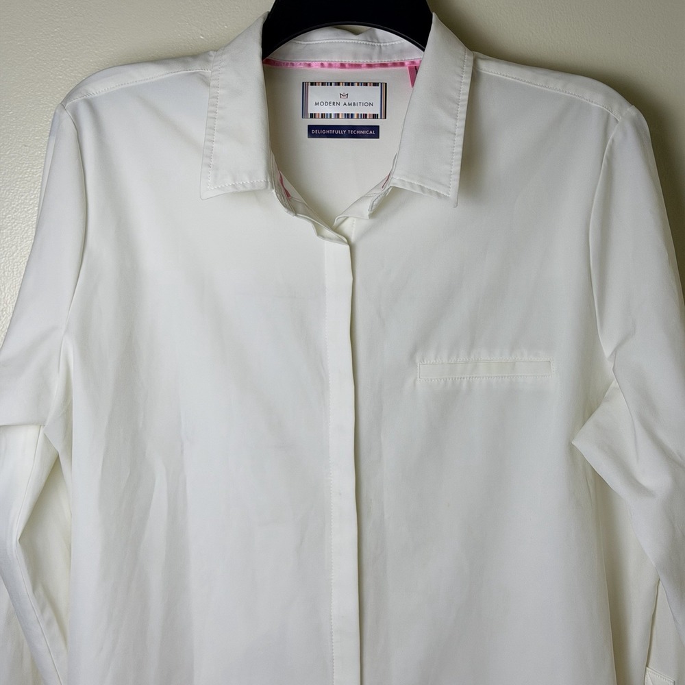 Modern Ambition Women's Travel Shirt White Large Button Down Cool - Picture 2 of 11